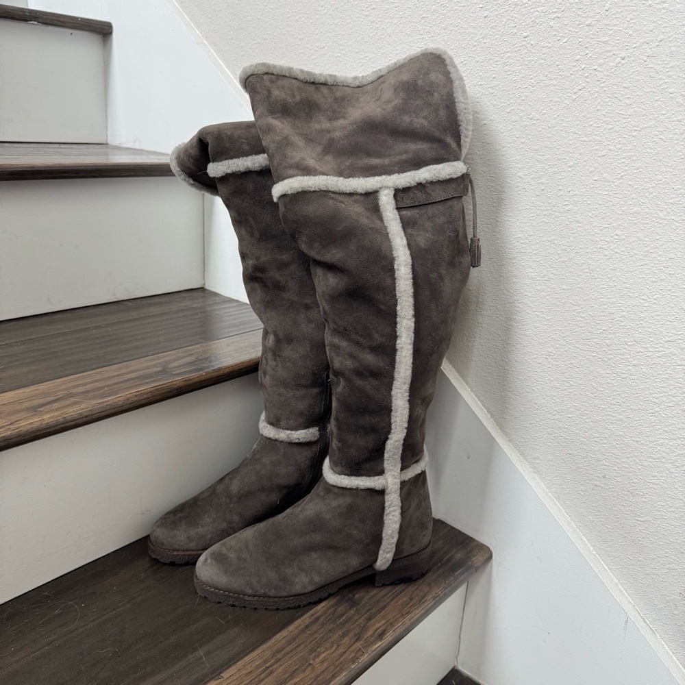 FRYE Tamara Over The Knee Shearling Suede Riding Snow Boots 5.5 - Picture 3 of 10